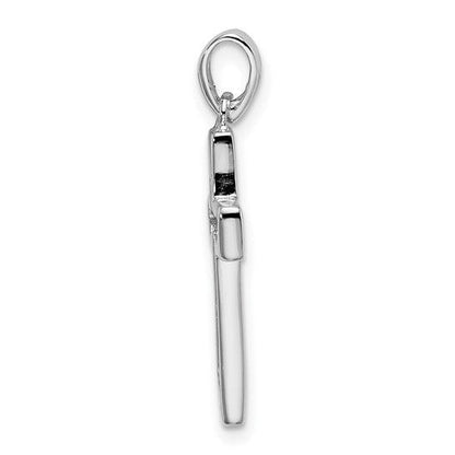 Sterling Silver Rhodium-Plated Jesus Cut-Out Cross