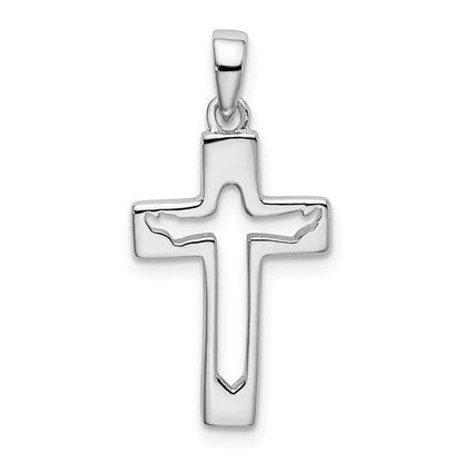 Sterling Silver Rhodium-Plated Jesus Cut-Out Cross