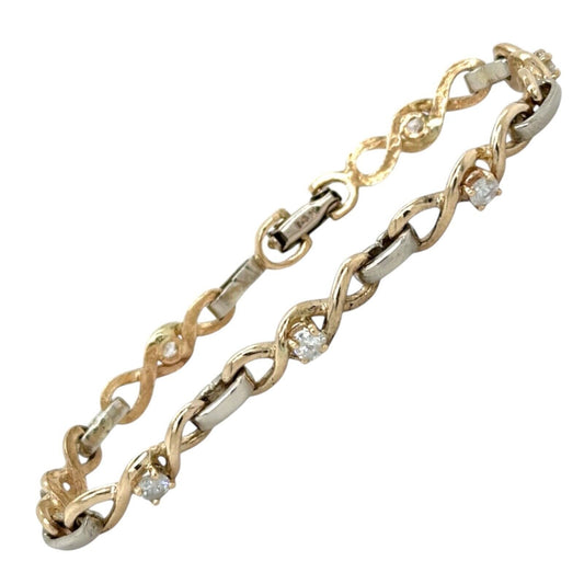 3/4ctw Diamond 7" 14k Yellow & White Gold Bracelet 12.6g Elegant Design