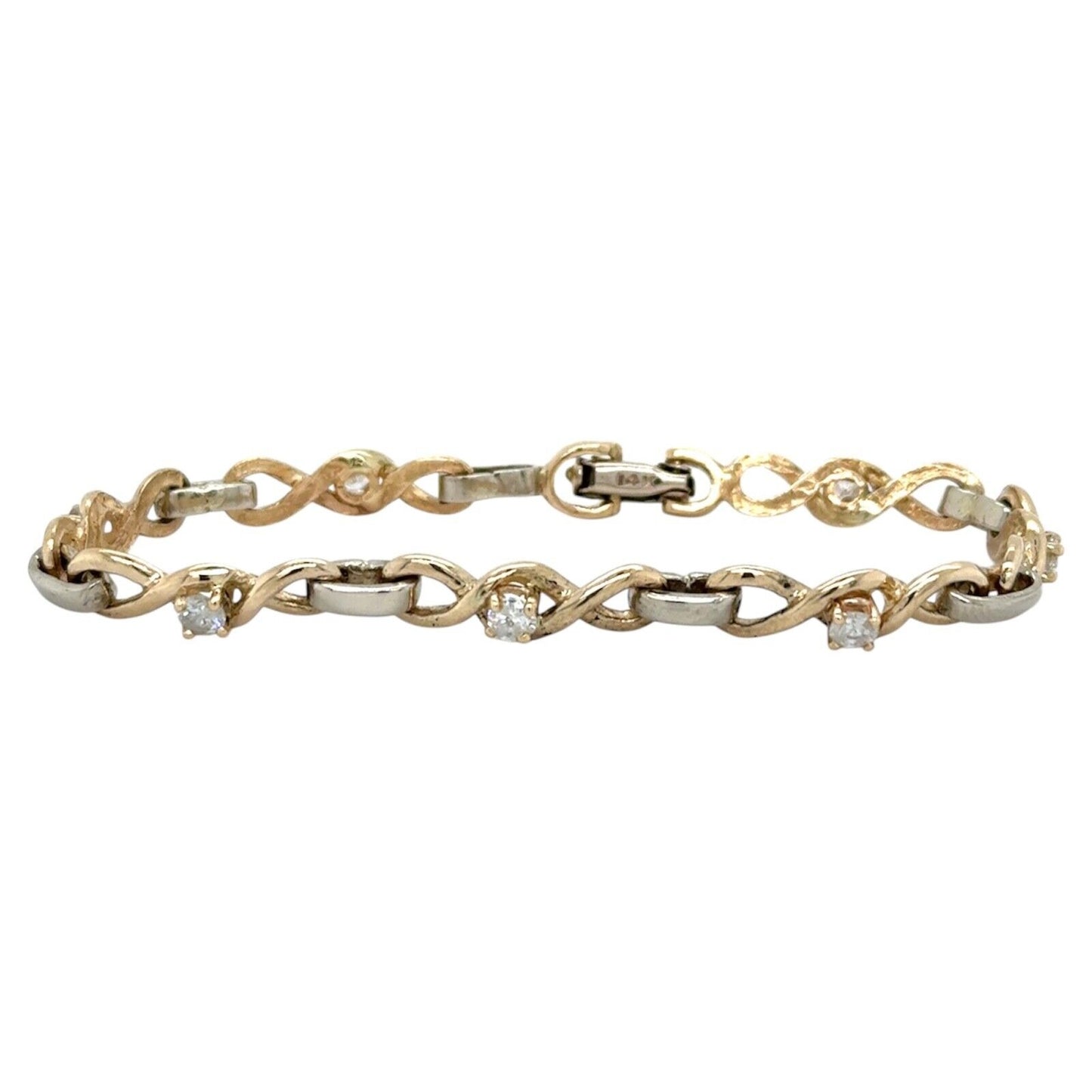 3/4ctw Diamond 7" 14k Yellow & White Gold Bracelet 12.6g Elegant Design
