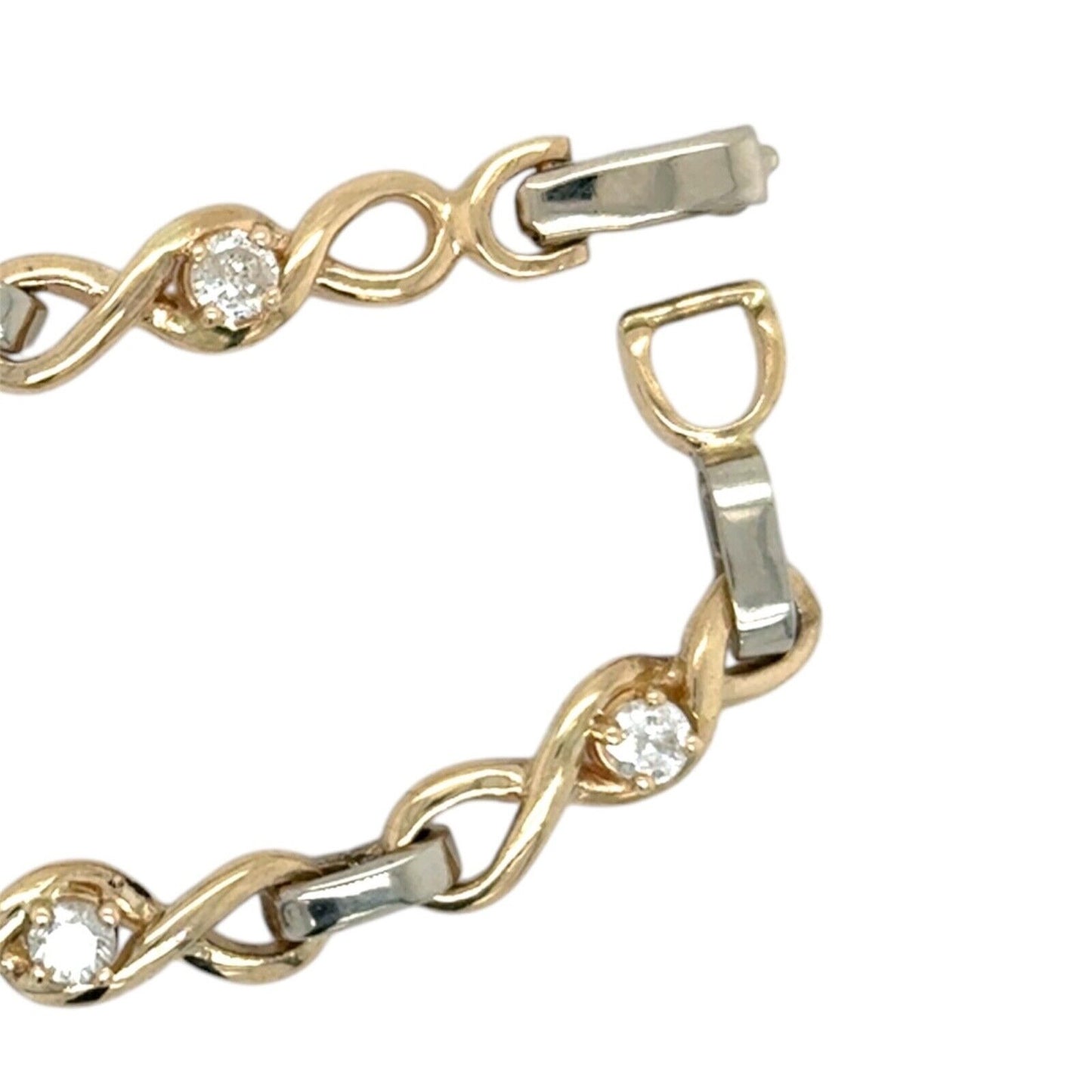 3/4ctw Diamond 7" 14k Yellow & White Gold Bracelet 12.6g Elegant Design