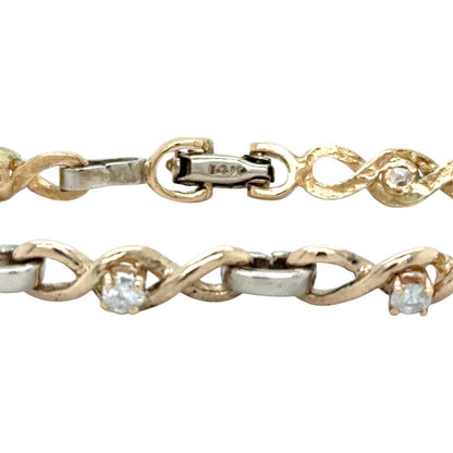 3/4ctw Diamond 7" 14k Yellow & White Gold Bracelet 12.6g Elegant Design