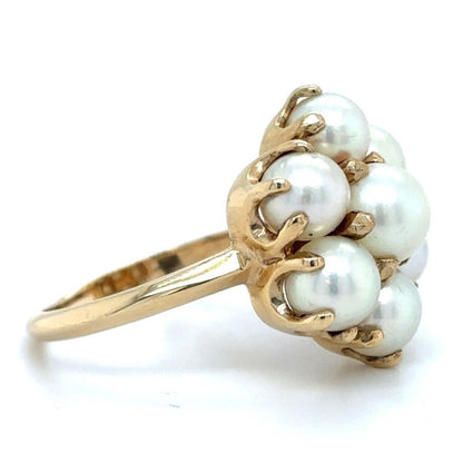 Pearl Cluster 14k Yellow Gold Ring 5.7g Size 7.25