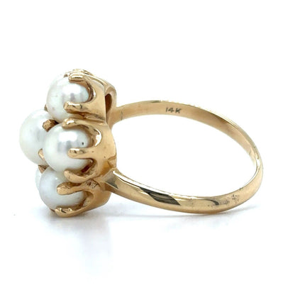 Pearl Cluster 14k Yellow Gold Ring 5.7g Size 7.25