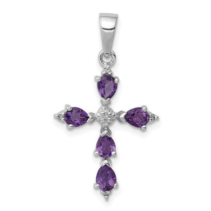 Sterling Silver Amethyst Cross Pendant
