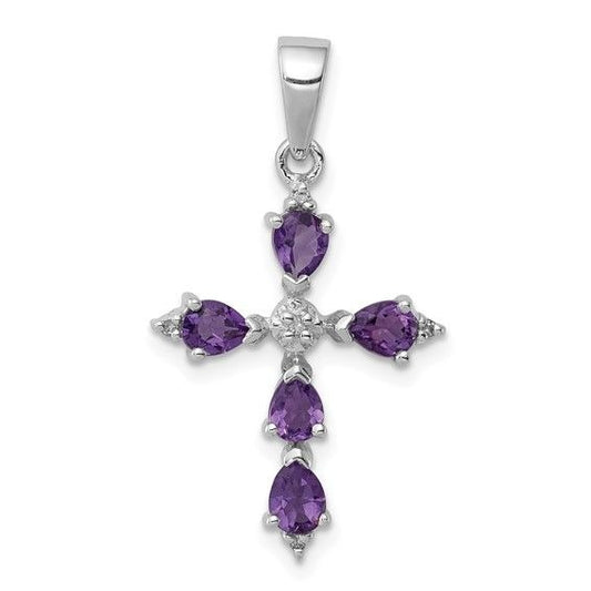 Sterling Silver Amethyst Cross Pendant
