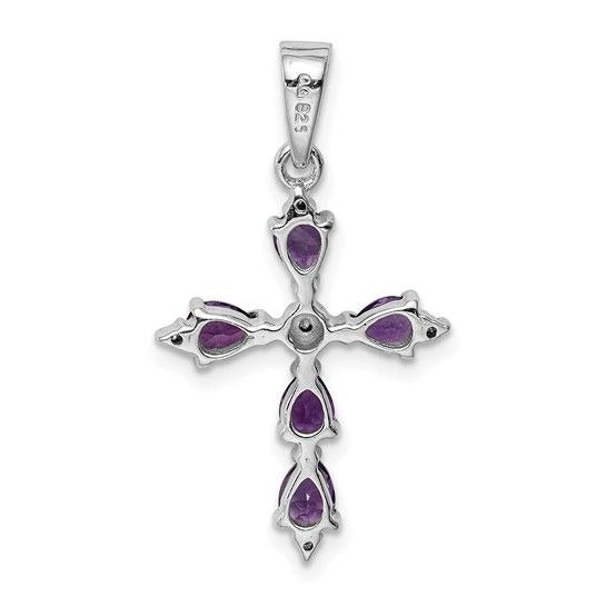 Sterling Silver Amethyst Cross Pendant