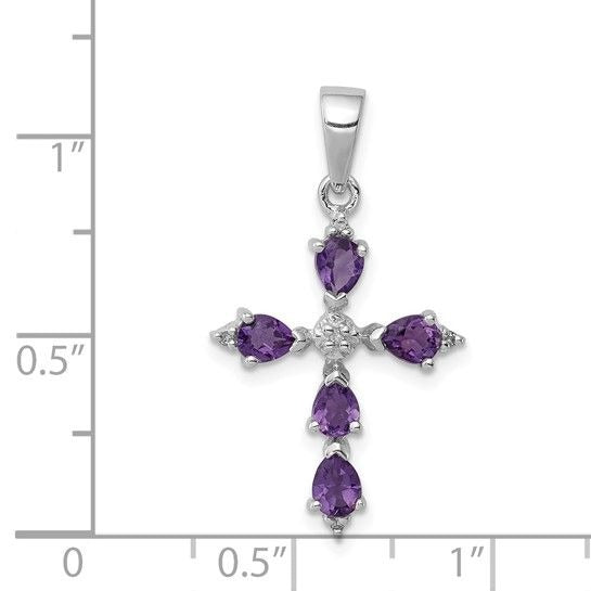 Sterling Silver Amethyst Cross Pendant