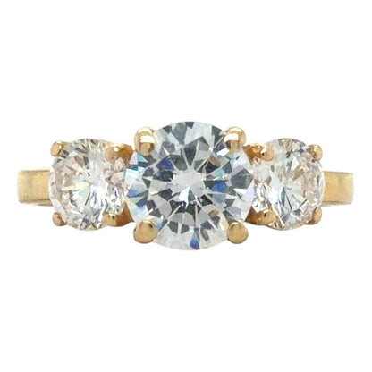 Three-Stone Cubic Zirconia 14k Yellow Gold Ring 3.7g Size 6.25