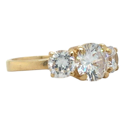 Three-Stone Cubic Zirconia 14k Yellow Gold Ring 3.7g Size 6.25