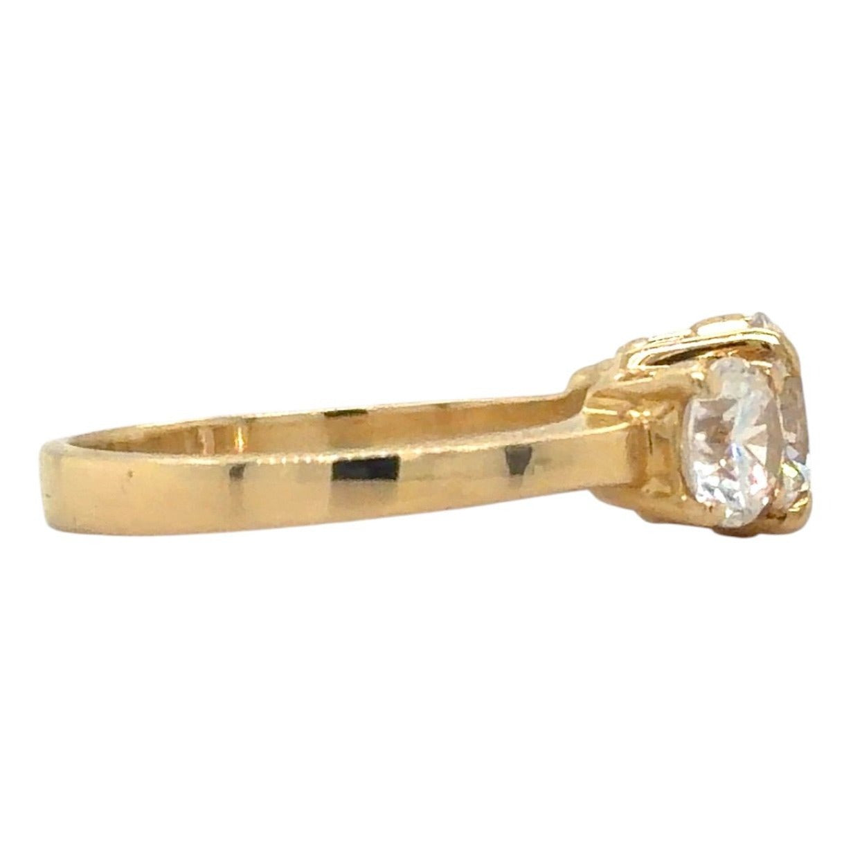 Three-Stone Cubic Zirconia 14k Yellow Gold Ring 3.7g Size 6.25