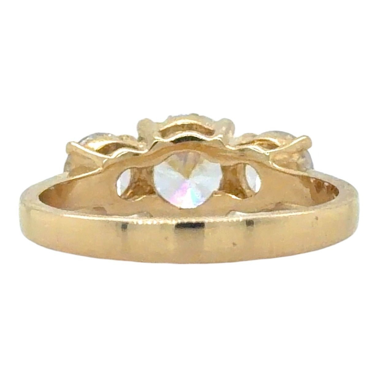 Three-Stone Cubic Zirconia 14k Yellow Gold Ring 3.7g Size 6.25