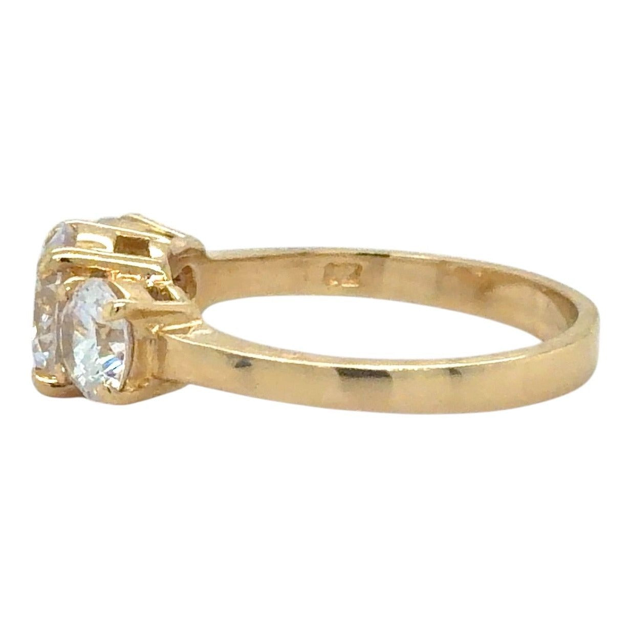 Three-Stone Cubic Zirconia 14k Yellow Gold Ring 3.7g Size 6.25