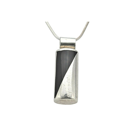 Onyx Pendant With 18 Inch Snake Chain In Solid .925 Sterling Silver 17.0 g