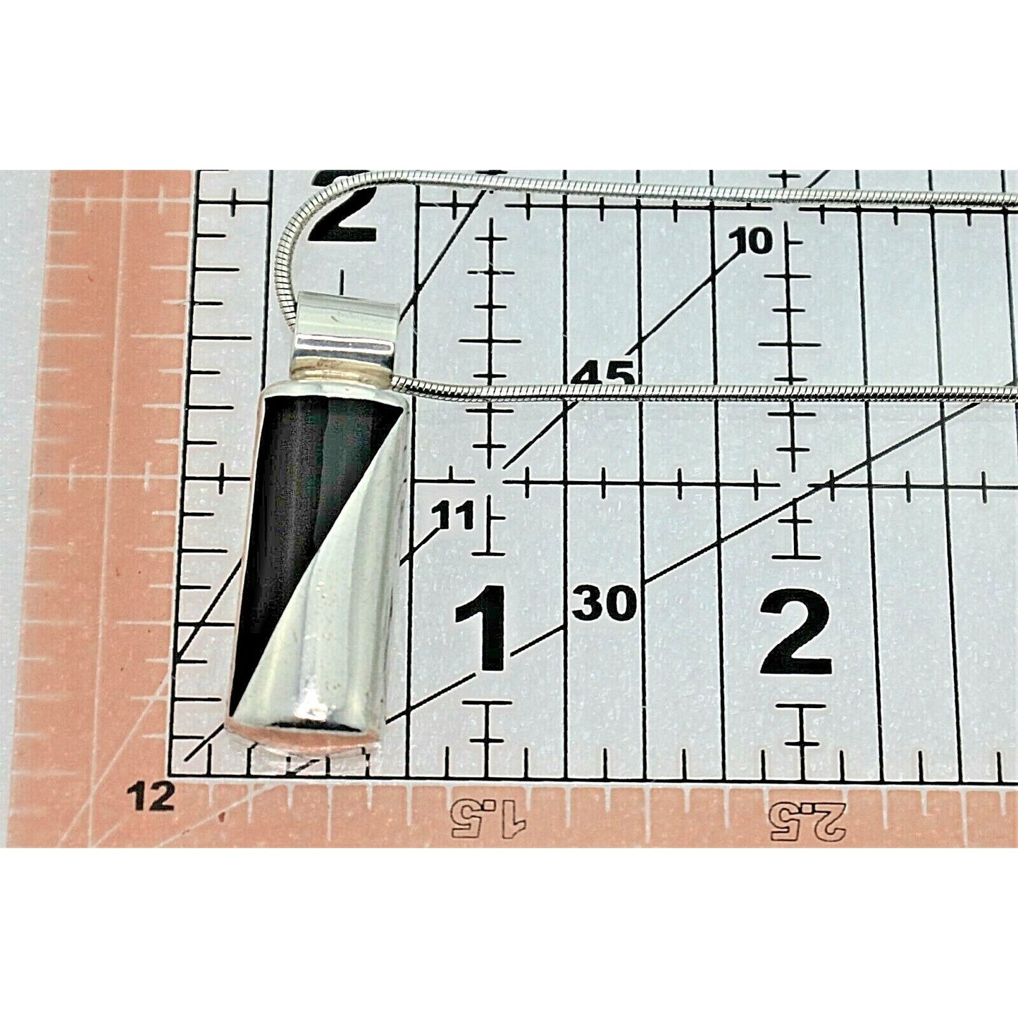 Onyx Pendant With 18 Inch Snake Chain In Solid .925 Sterling Silver 17.0 g