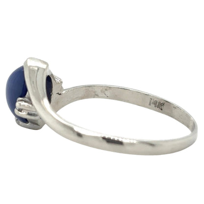 Star Sapphire & Diamond 14k White Gold Ring 2.4g Size 8.5