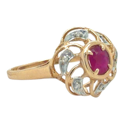 Ruby & Diamond 14k Yellow Gold Ring 2.4g Size 6.75