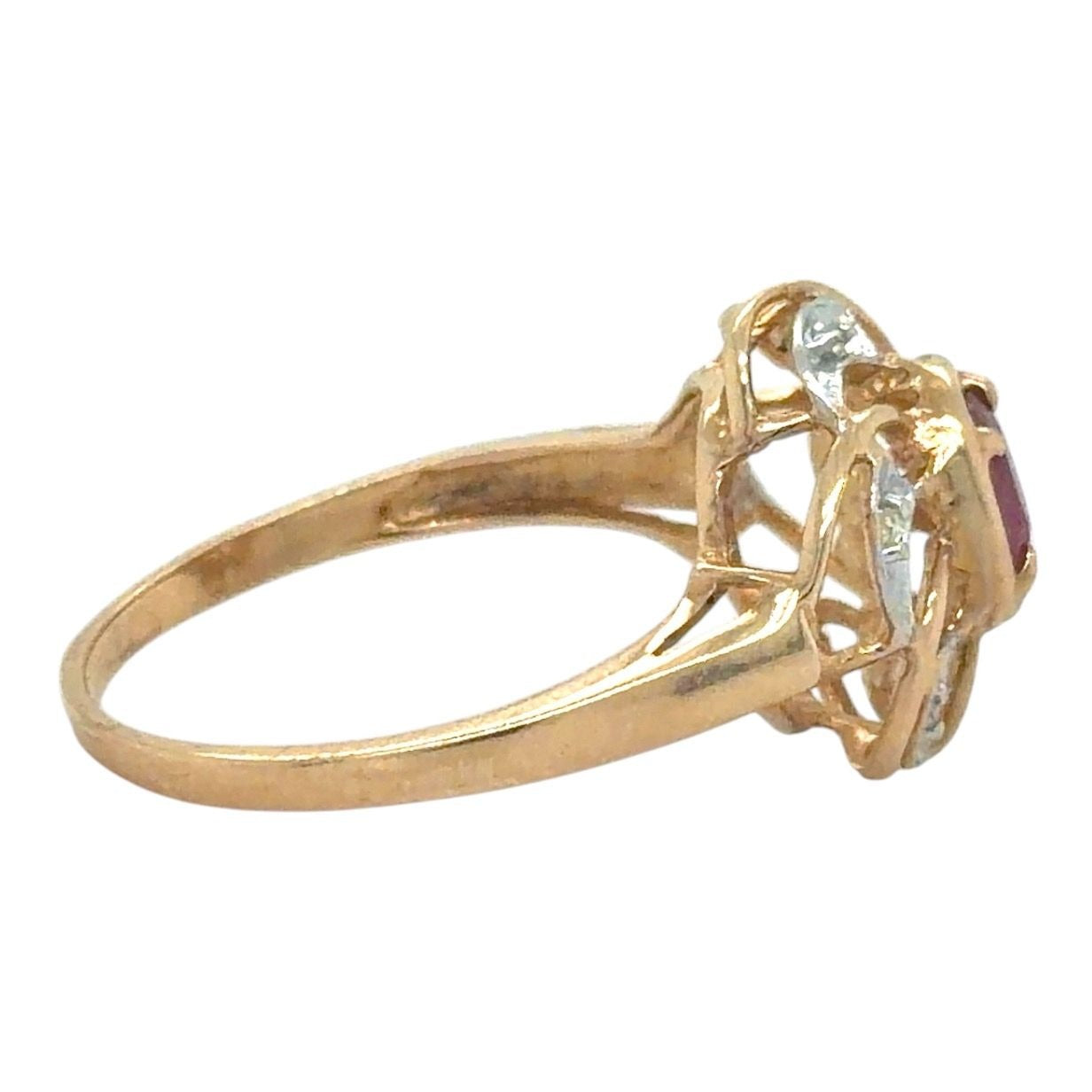 Ruby & Diamond 14k Yellow Gold Ring 2.4g Size 6.75