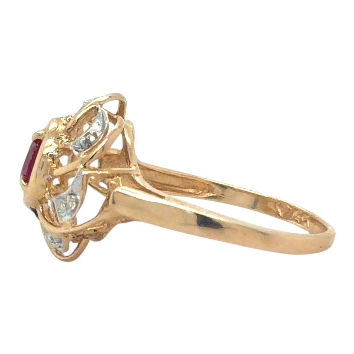 Ruby & Diamond 14k Yellow Gold Ring 2.4g Size 6.75