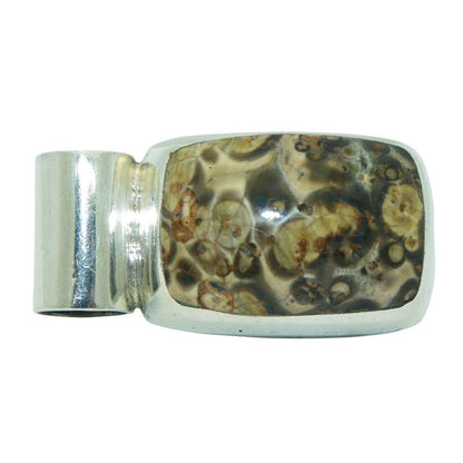 Jasper Solitaire Pendant .925 Sterling Silver 18g Artisan Mexico Handmade 41mm
