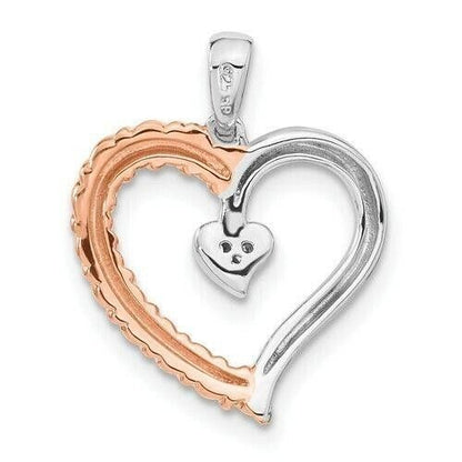 Sterling Silver and Rose-tone Diamond Heart Pendant