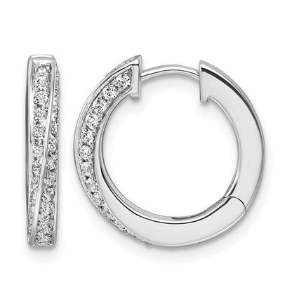 True Origin 14K White Gold 1/2ctw Lab Grown Diamond Twisted Hinged Hoop Earrings