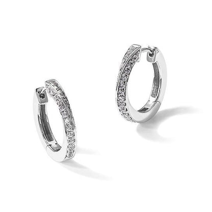 True Origin 14K White Gold 1/2ctw Lab Grown Diamond Twisted Hinged Hoop Earrings
