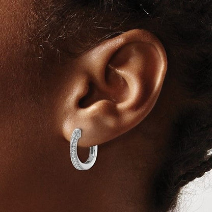 True Origin 14K White Gold 1/2ctw Lab Grown Diamond Twisted Hinged Hoop Earrings