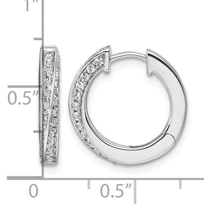 True Origin 14K White Gold 1/2ctw Lab Grown Diamond Twisted Hinged Hoop Earrings