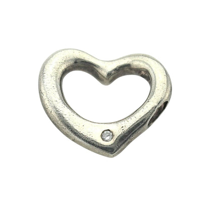 Vintage Heart Pendant With Diamond Accent .925 Sterling Silver 4.0g