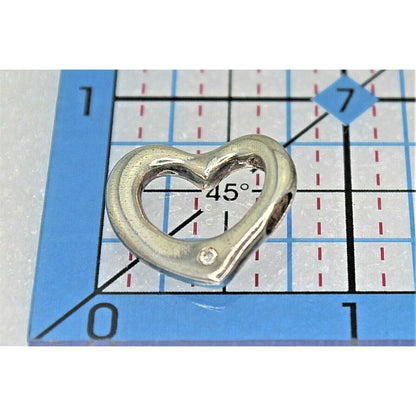 Vintage Heart Pendant With Diamond Accent .925 Sterling Silver 4.0g