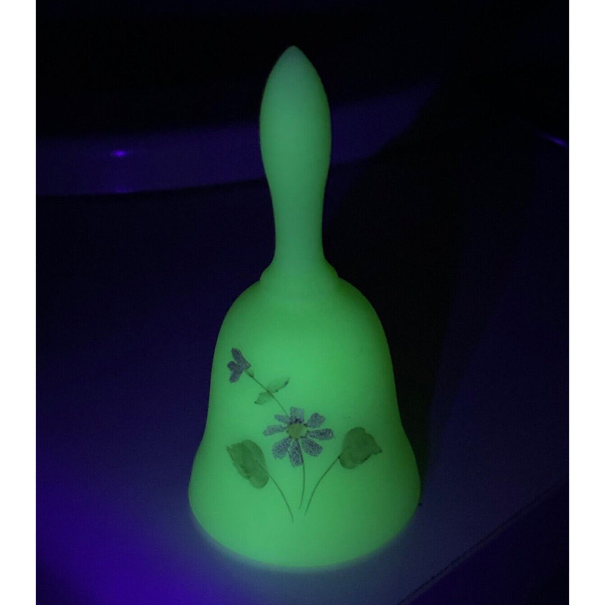 Vintage Fenton Uranium Floral Glass Bell with Matte Finish