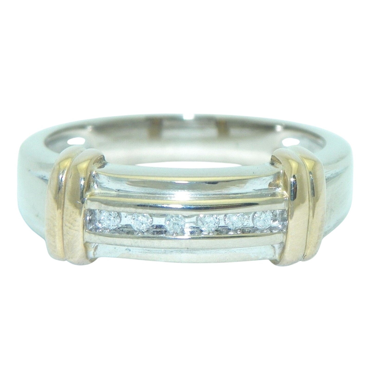 Mens 1/20 ct Diamond Band Ring  14k White Gold 6.7g Size 10