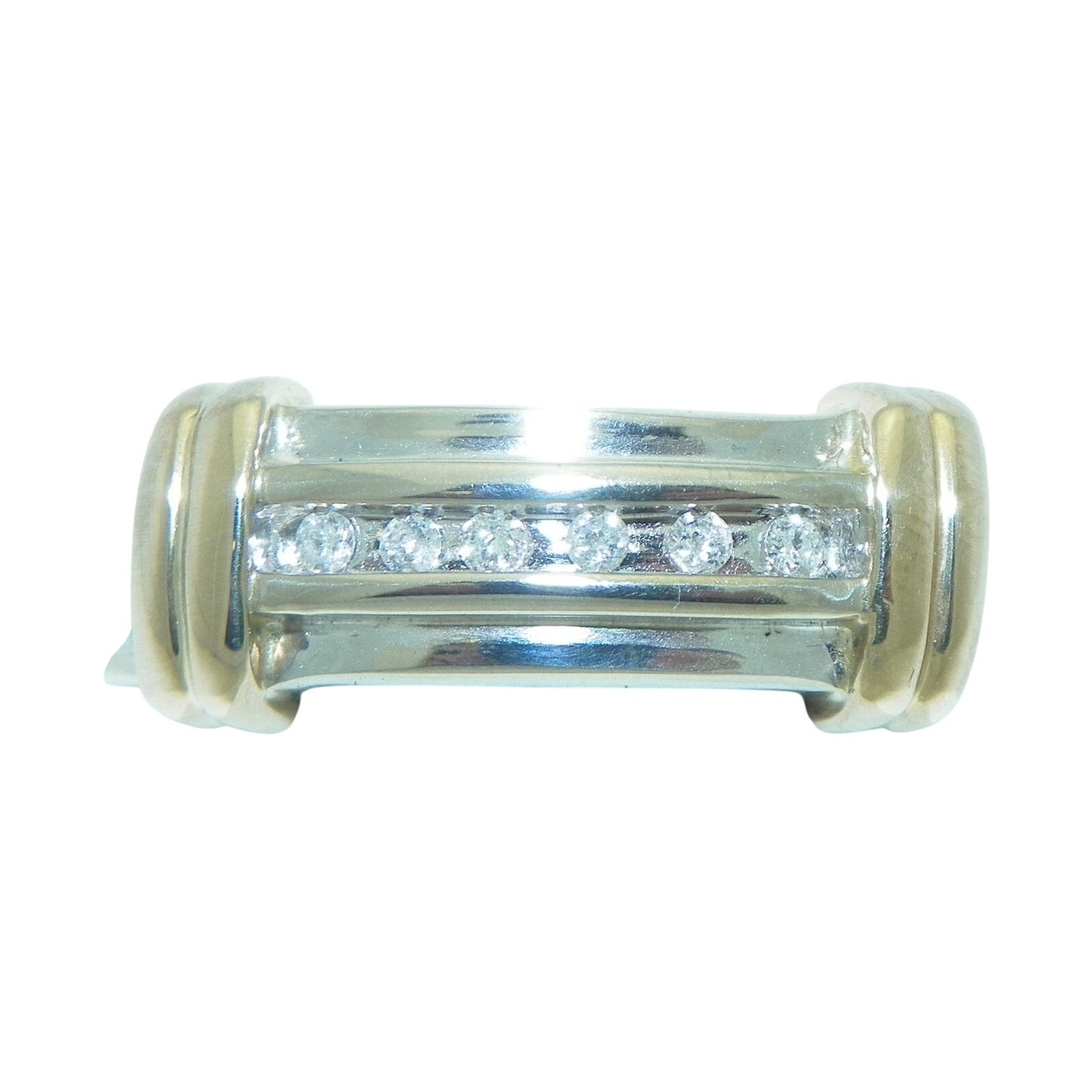 Mens 1/20 ct Diamond Band Ring  14k White Gold 6.7g Size 10