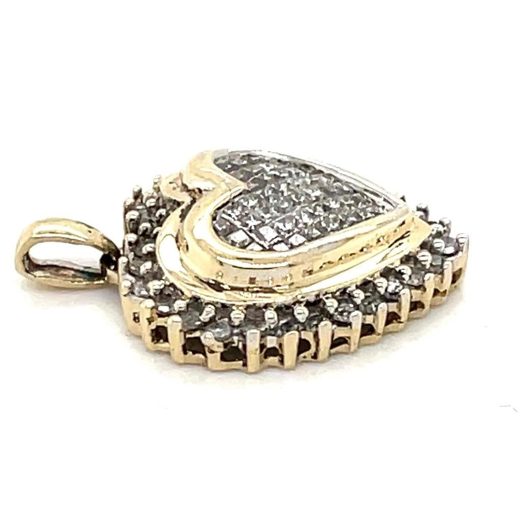 3/4 ctw Diamond Heart Pendant 10 k Yellow Gold 2.2 g
