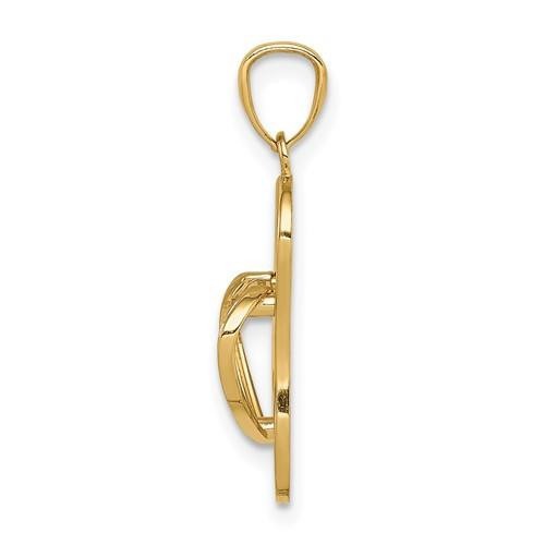 14K Yellow Gold 3D Flip Flop Pendant