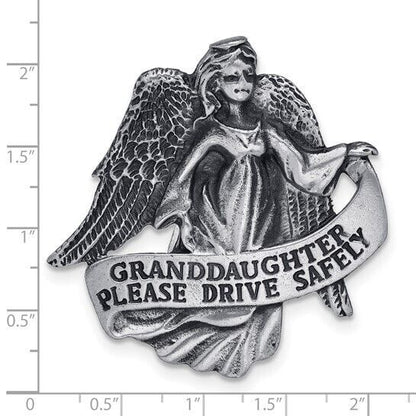 Pewter Finish GRANDDAUGHTER PLEASE DRIVE SAFELY Guardian Angel Visor Clip