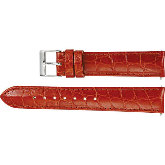 Men's 20 mm Regular Honey Leather Crocodile Grain Padded Strap Band