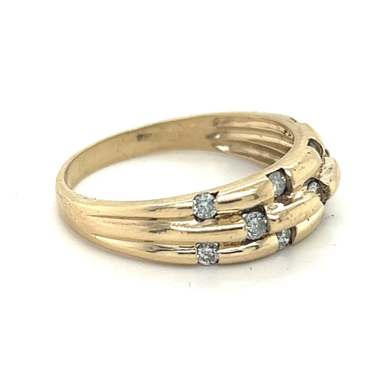 Vintage 10K Yellow Gold 1/3ct Diamond Ring Size 10 Elegant Timeless Design
