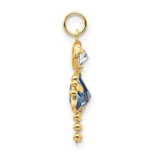 10k Yellow Gold Cubic Zirconia and March Girl Birthstone Charm Pendant