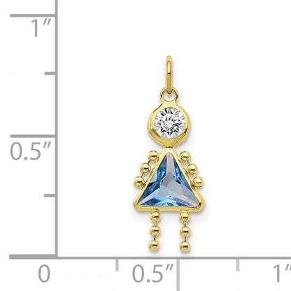 10k Yellow Gold Cubic Zirconia and March Girl Birthstone Charm Pendant