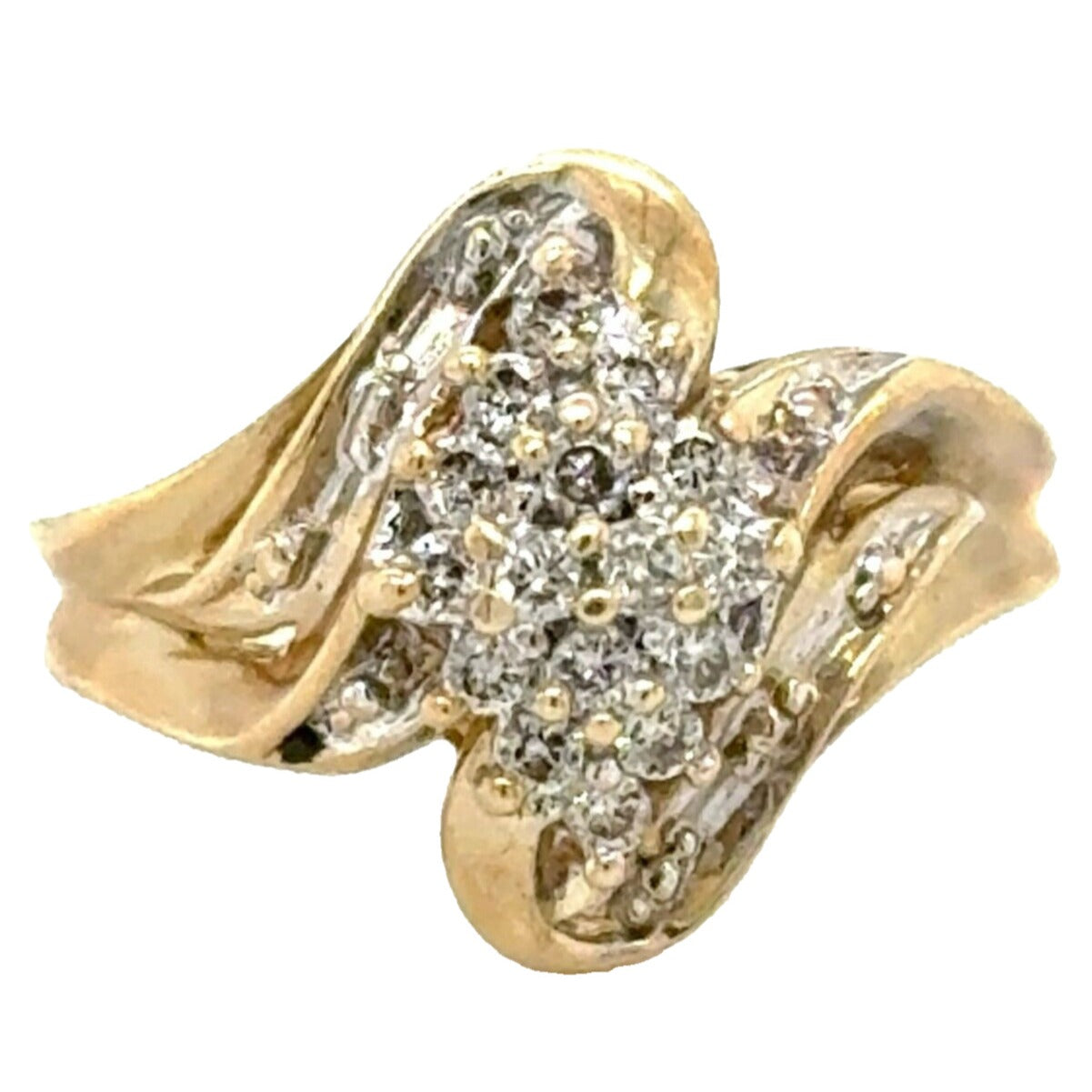 1/3ctw Diamond Cluster Ring 10k Yellow Gold 4.1g Size 7