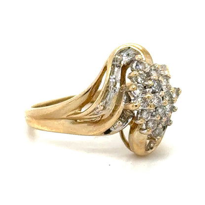 1/3ctw Diamond Cluster Ring 10k Yellow Gold 4.1g Size 7
