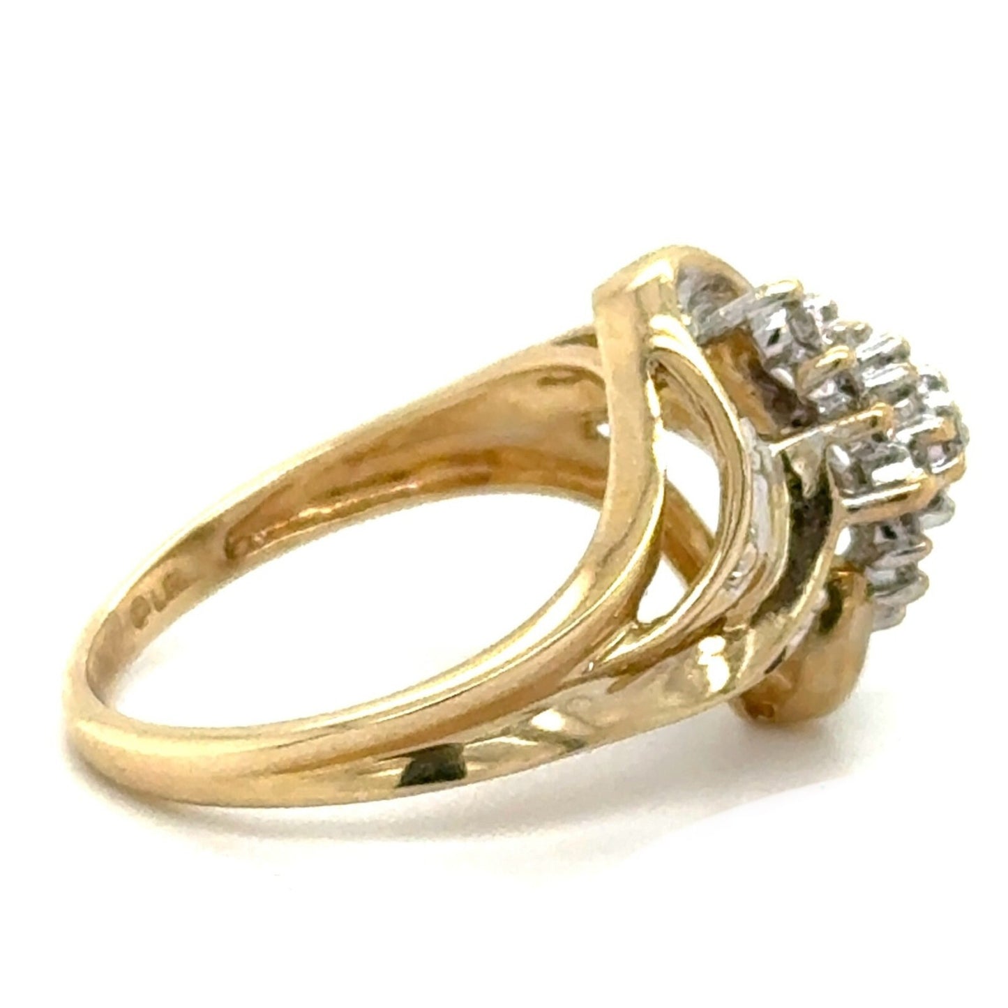 1/3ctw Diamond Cluster Ring 10k Yellow Gold 4.1g Size 7