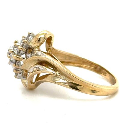 1/3ctw Diamond Cluster Ring 10k Yellow Gold 4.1g Size 7