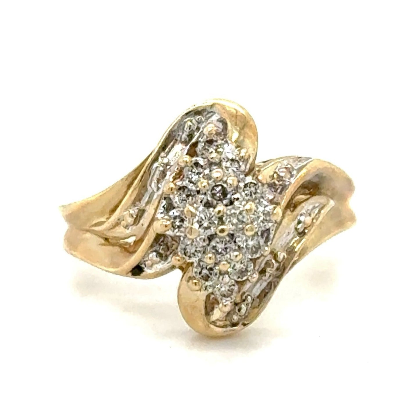 1/3ctw Diamond Cluster Ring 10k Yellow Gold 4.1g Size 7