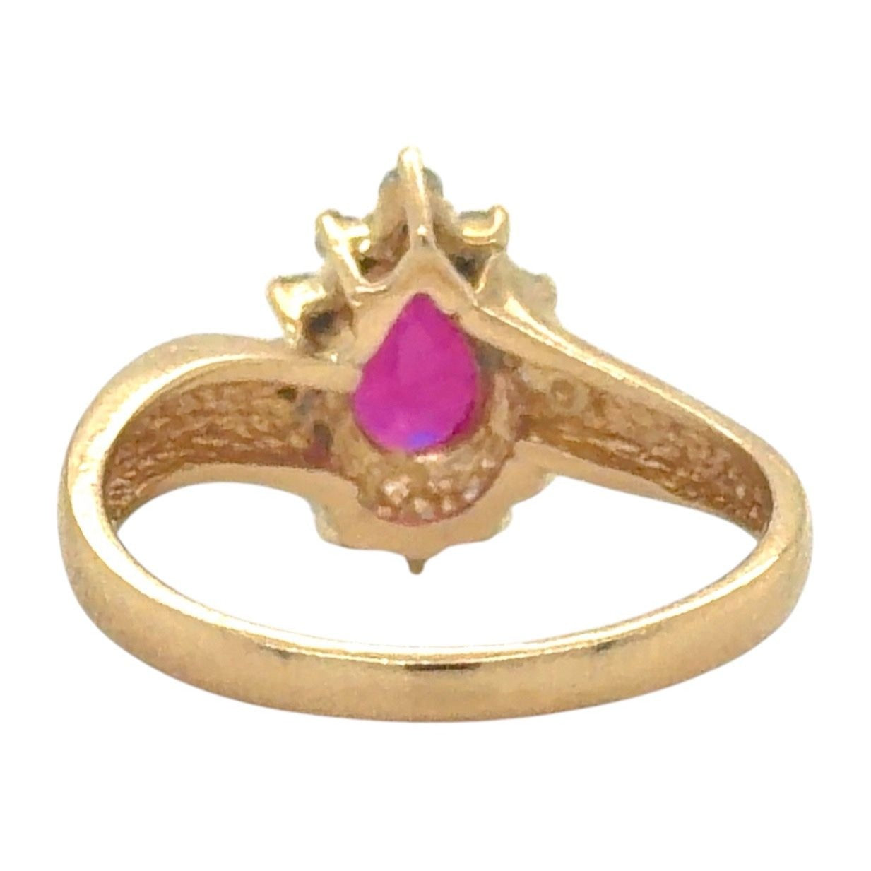 3/4ct Created Ruby & 1/4ctw Diamond 14k Yellow Gold Ring 3.2g Size 6.25