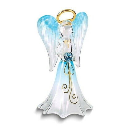 Glass Baron Blue Angel with Swarovski Crystal Heart Glass Figurine