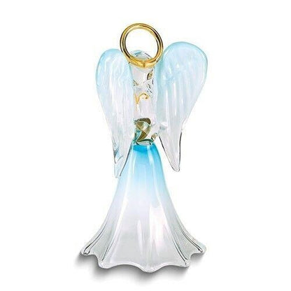 Glass Baron Blue Angel with Swarovski Crystal Heart Glass Figurine