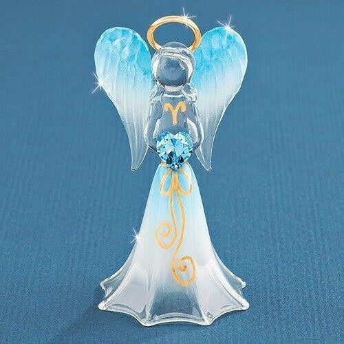 Glass Baron Blue Angel with Swarovski Crystal Heart Glass Figurine